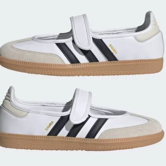 Adidas Samba Mary Jane Sneaks White/Black size 8 posh takes 20% I’m firm price - Picture 1 of 11
